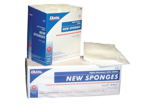 Non-Sterile, New Sponge, 3" x 3", 4 ply 