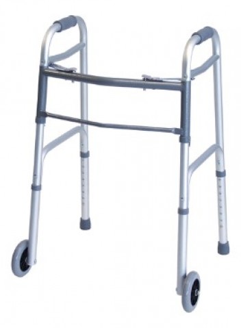 Adult Folding Walker with 5" Wheel, 5'4" - 6'2", 300 Lbs