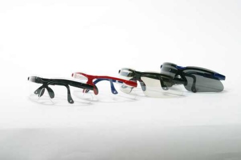 Safety Glasses 3 Color Frame, Clear Lens, Adjustable with Nose Piece